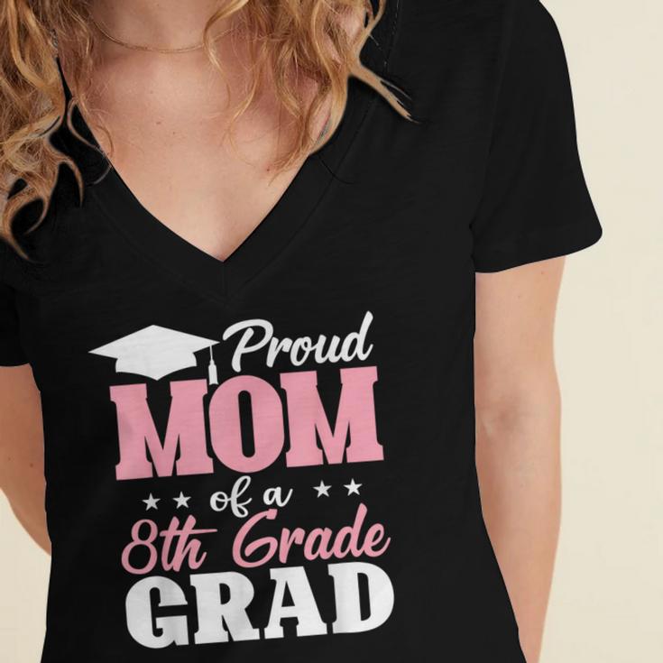 Proud Mom Of An Awesome 8th Grade Graduate 2026 Graduation Women's Jersey Short Sleeve Deep V-Neck Tshirt