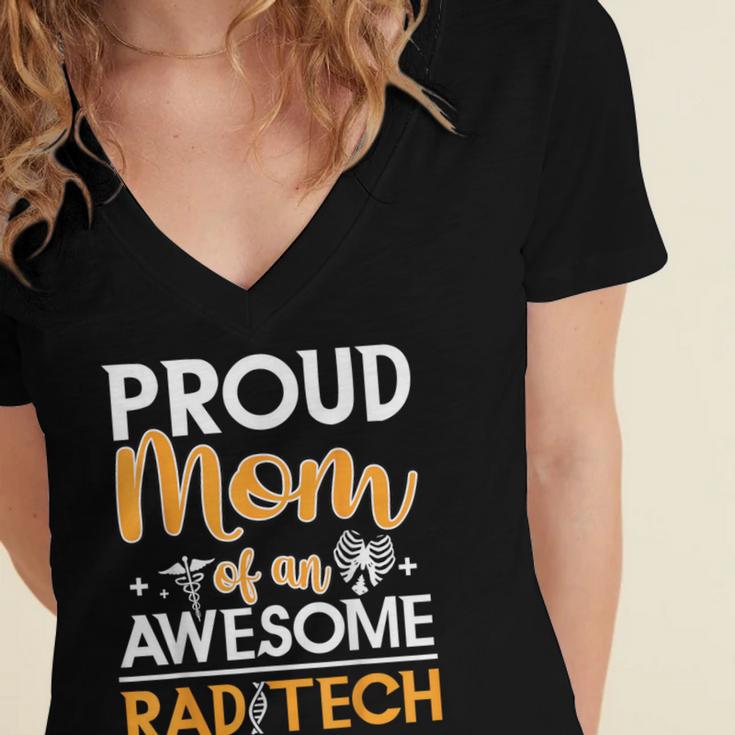 Proud Mom Of An Awesome Rad Tech Graduation Matching Family Women's Jersey Short Sleeve Deep V-Neck Tshirt