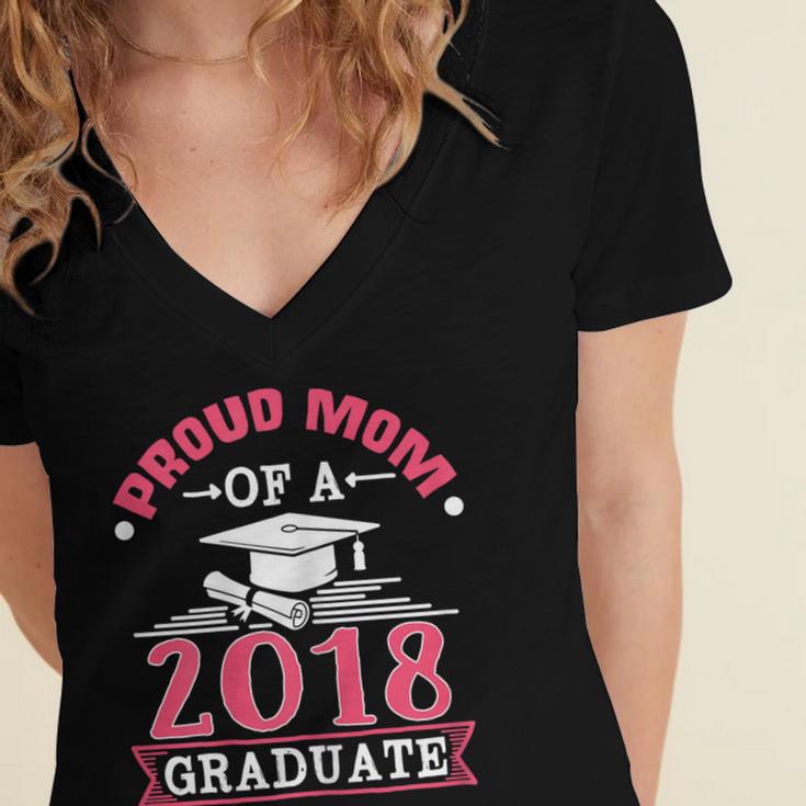 Proud Mom Of A Class 2018 Graduate Graduation T-Shirt Women's Jersey Short Sleeve Deep V-Neck Tshirt