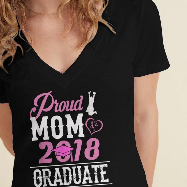 Proud Mom Of A Class 2018 GraduateShirt Graduation Women's Jersey Short Sleeve Deep V-Neck Tshirt