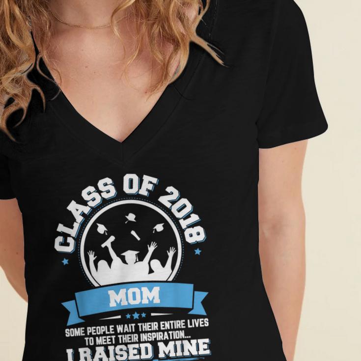Proud Mom Of A Class Of 2018 Graduate TShirt Graduation Women's Jersey Short Sleeve Deep V-Neck Tshirt