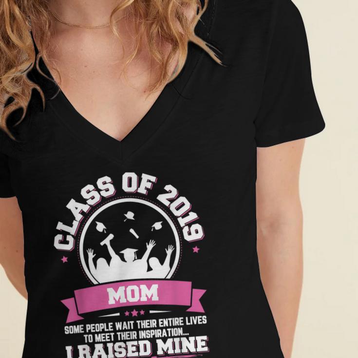 Proud Mom Of A Class Of 2019 Graduate TShirt Graduation Women's Jersey Short Sleeve Deep V-Neck Tshirt