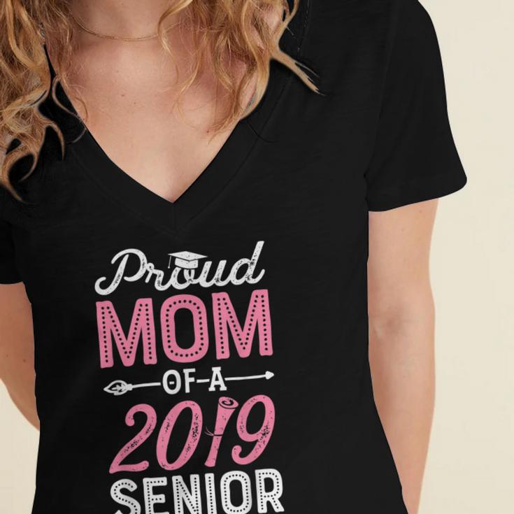 Proud Mom Of A Class 2019 SeniorShirt Graduation Women's Jersey Short Sleeve Deep V-Neck Tshirt