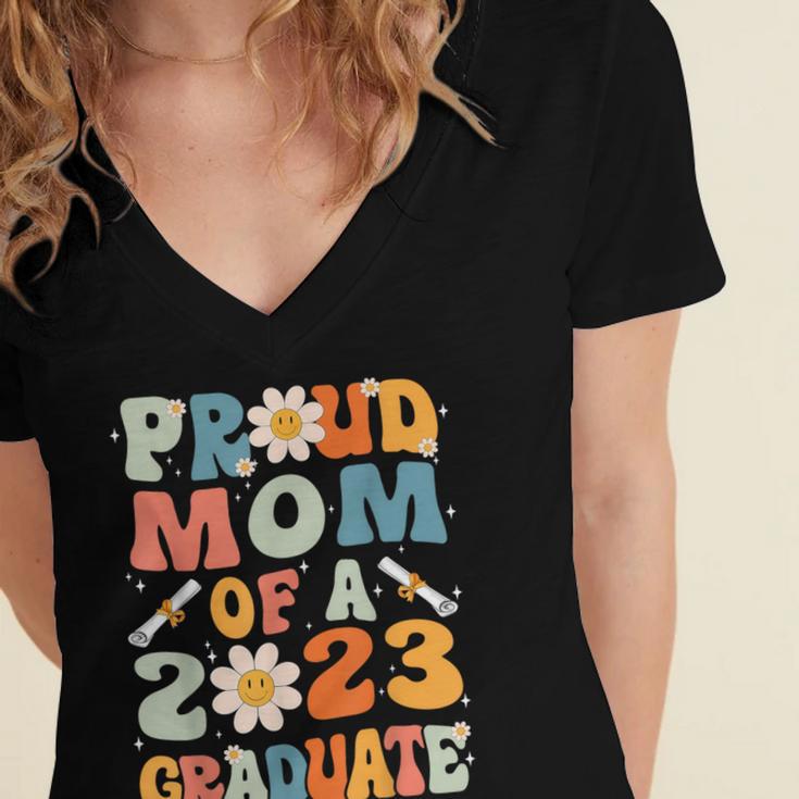 Proud Mom Of A Class Of 2023 Graduated Graduation Women Women's Jersey Short Sleeve Deep V-Neck Tshirt