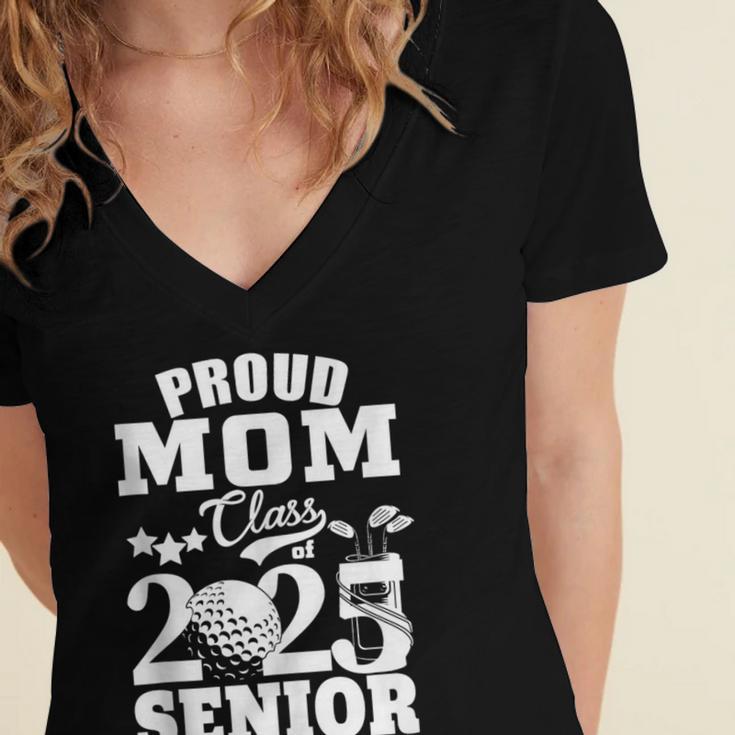 Proud Mom Class Of 2025 Graduation Senior Golf Player Mom Women's Jersey Short Sleeve Deep V-Neck Tshirt