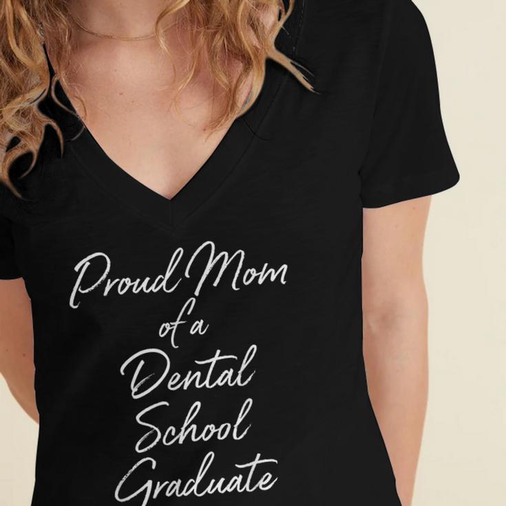 Proud Mom Dental School Graduate Graduation Tee Women's Jersey Short Sleeve Deep V-Neck Tshirt