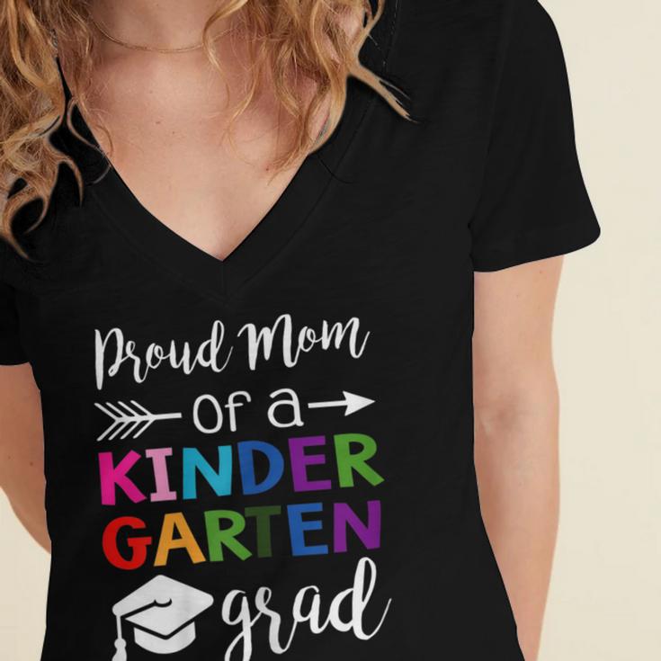 Proud Mom Of A Kindergarten Grad Shirt Graduation Women's Jersey Short Sleeve Deep V-Neck Tshirt