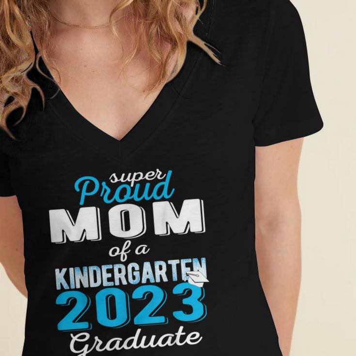 Proud Mom Of Kindergarten Graduate 2023 Graduation Mom Women's Jersey Short Sleeve Deep V-Neck Tshirt
