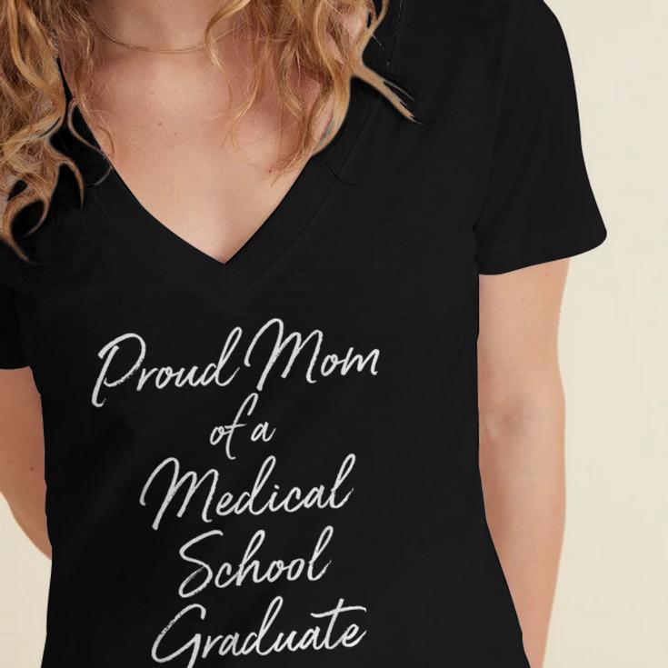 Proud Mom Medical School Graduate Graduation T-Shirt Women's Jersey Short Sleeve Deep V-Neck Tshirt