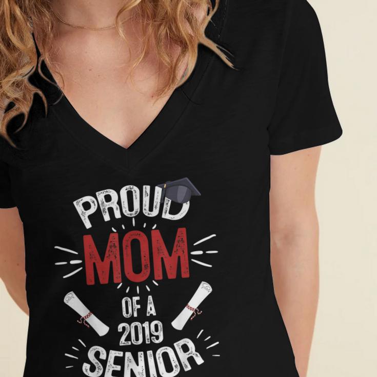 Proud Mom Mother Of a 2019 Graduate TShirt Graduation Women's Jersey Short Sleeve Deep V-Neck Tshirt