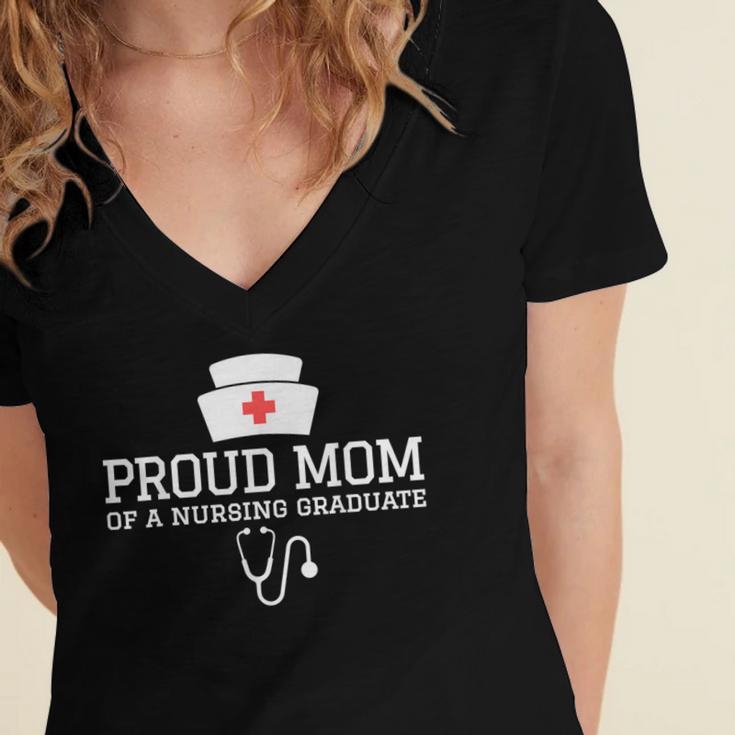 Proud Mom Of a Nursing Graduate Nurse Senior 2026 Graduation Women's Jersey Short Sleeve Deep V-Neck Tshirt