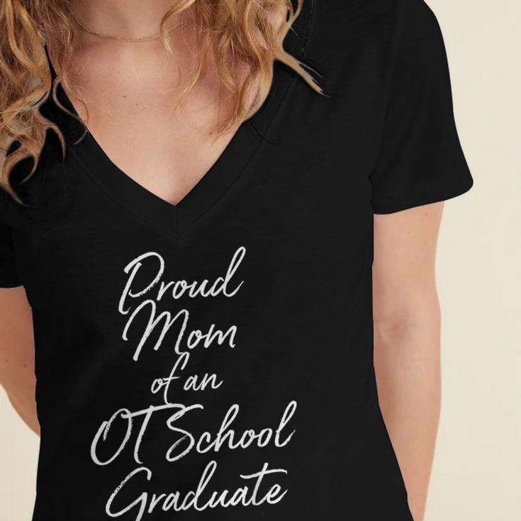 Proud Mom OT School Graduate Graduation Tee Women's Jersey Short Sleeve Deep V-Neck Tshirt