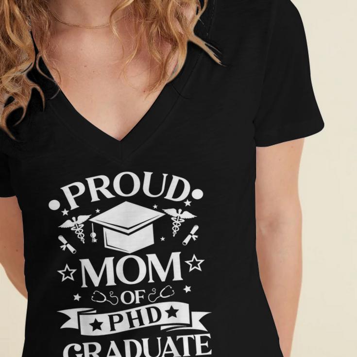 Proud Mom Of PhD Graduate Doctorate Graduation Women's Jersey Short Sleeve Deep V-Neck Tshirt