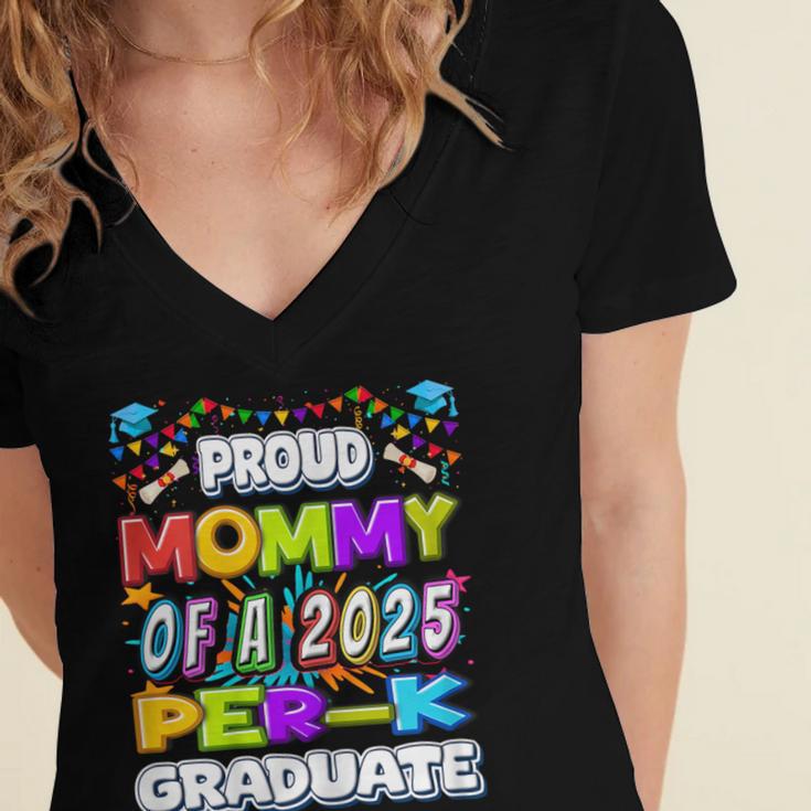 Proud MOMMY Of a 2025 PRE-K Graduate -Graduation Women's Jersey Short Sleeve Deep V-Neck Tshirt