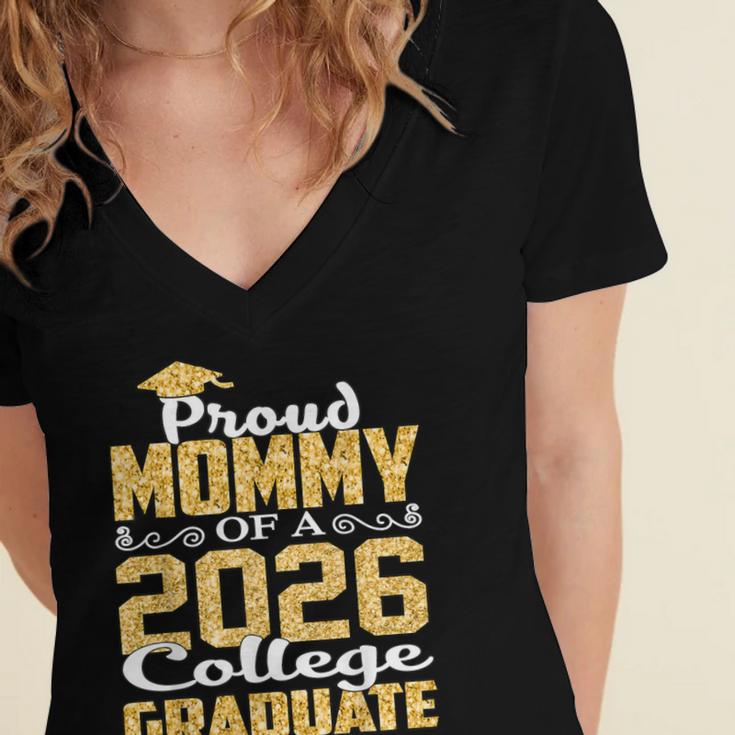 Proud Mommy Of A 2026 College Graduate Shirt Graduation Women's Jersey Short Sleeve Deep V-Neck Tshirt