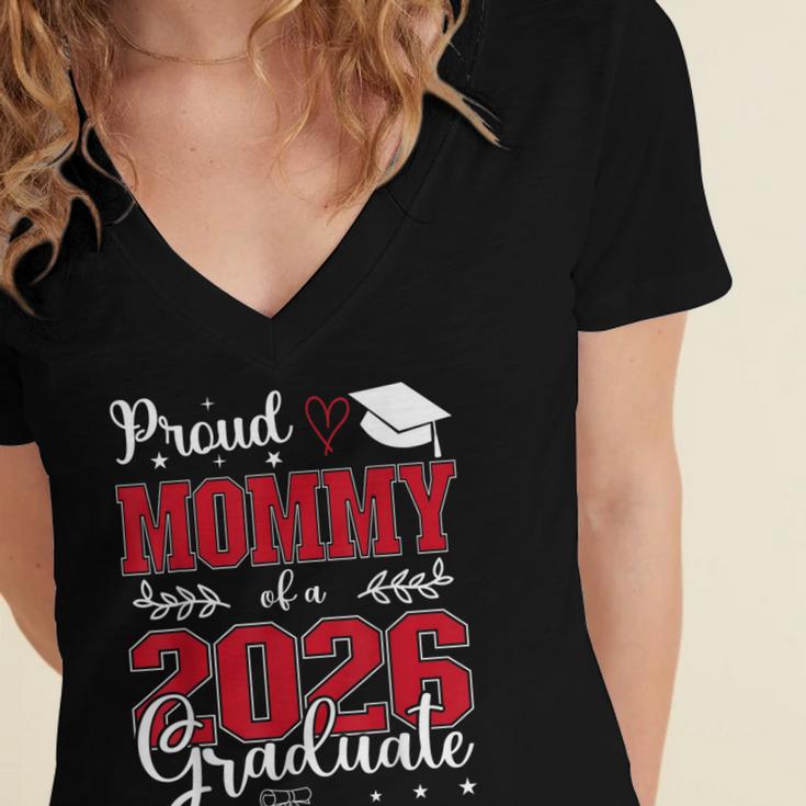 Proud Mommy Of a Class Of 2026 Graduate For Graduation Women's Jersey Short Sleeve Deep V-Neck Tshirt