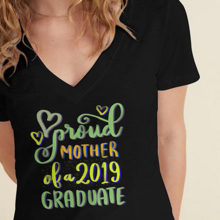 Proud Mother Of a 2019 Graduate Graduation T-Shirt Women's Jersey Short Sleeve Deep V-Neck Tshirt