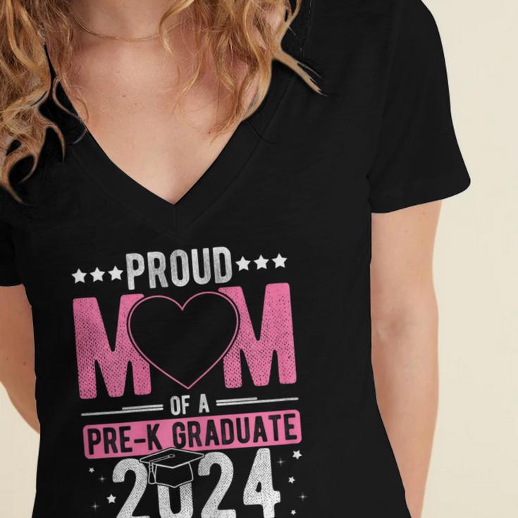 PROUD MUM OF A Pre-K GRAD 2024 Pre-K Graduation 2024 Mom Women's Jersey Short Sleeve Deep V-Neck Tshirt