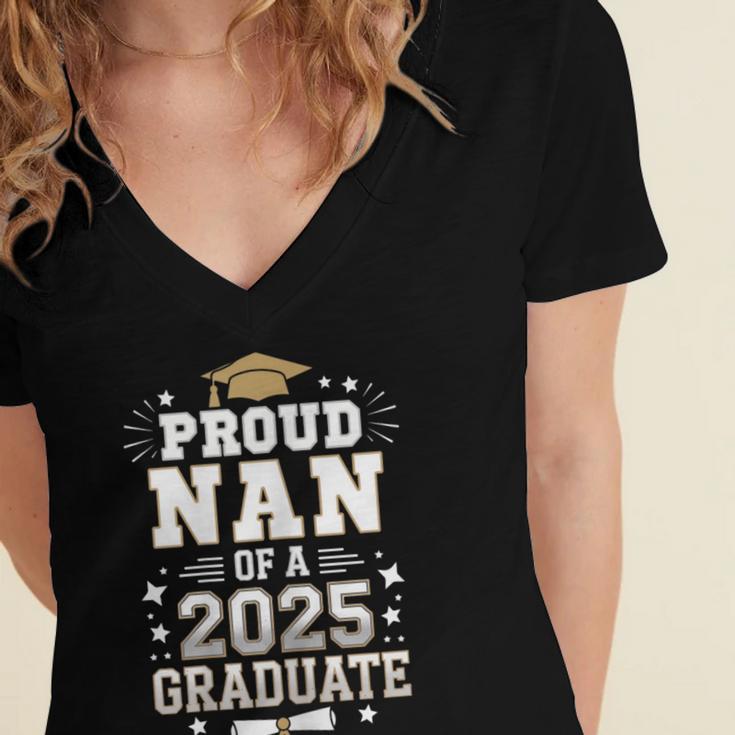 Proud Nan Of A Class Of 2025 Graduate Senior Graduation Women's Jersey Short Sleeve Deep V-Neck Tshirt