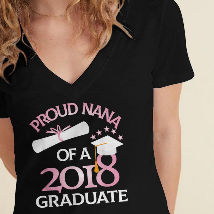 Proud Nana Of a 2018 Graduate Grandmother Graduation Women's Jersey Short Sleeve Deep V-Neck Tshirt