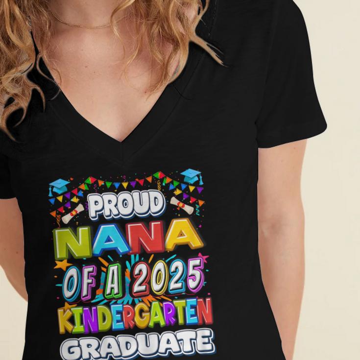 Proud NANA Of a 2025 Kindergarten Graduate Graduation Women's Jersey Short Sleeve Deep V-Neck Tshirt