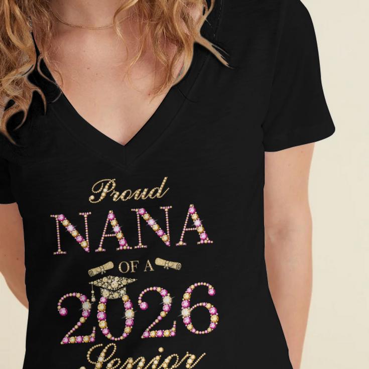 Proud Nana Of A 2026 Senior Graduate Graduation Women's Jersey Short Sleeve Deep V-Neck Tshirt