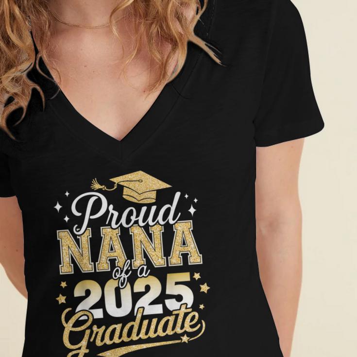 Proud Nana Of a Class Of 2025 Graduate Senior Graduation Women's Jersey Short Sleeve Deep V-Neck Tshirt