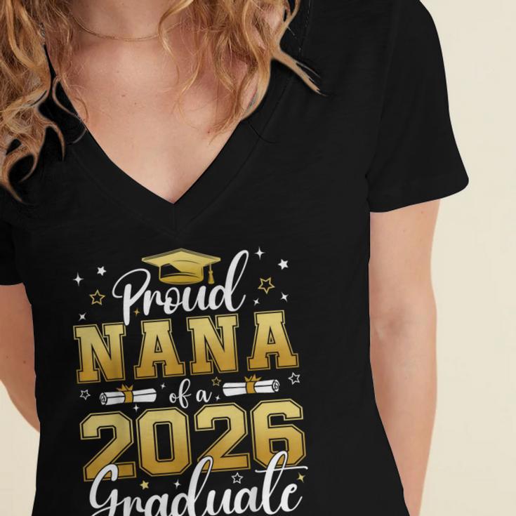 Proud Nana Of a Class Of 2026 Graduate Senior Graduation Women's Jersey Short Sleeve Deep V-Neck Tshirt