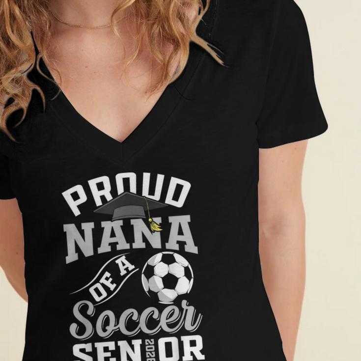 Proud Nana Of a Soccer Senior Class Of 2026 Graduation Women's Jersey Short Sleeve Deep V-Neck Tshirt