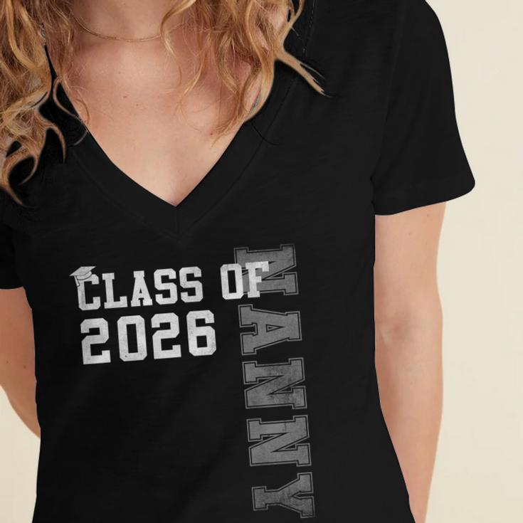 Proud Nanny Of A 2026 Graduate Grad Senior Graduation Women's Jersey Short Sleeve Deep V-Neck Tshirt