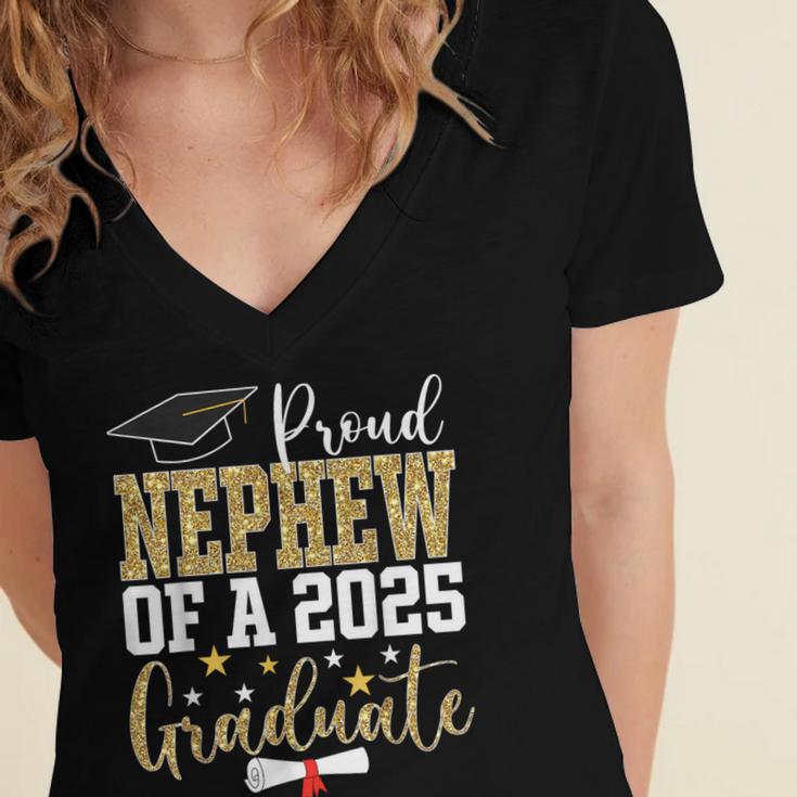 Proud Nephew Of A 2025 Graduate Nephew Graduation 2025 Women's Jersey Short Sleeve Deep V-Neck Tshirt