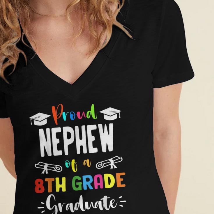 Proud NEPHEW Of A 8th Grade Graduate Graduation 2024 Class Women's Jersey Short Sleeve Deep V-Neck Tshirt