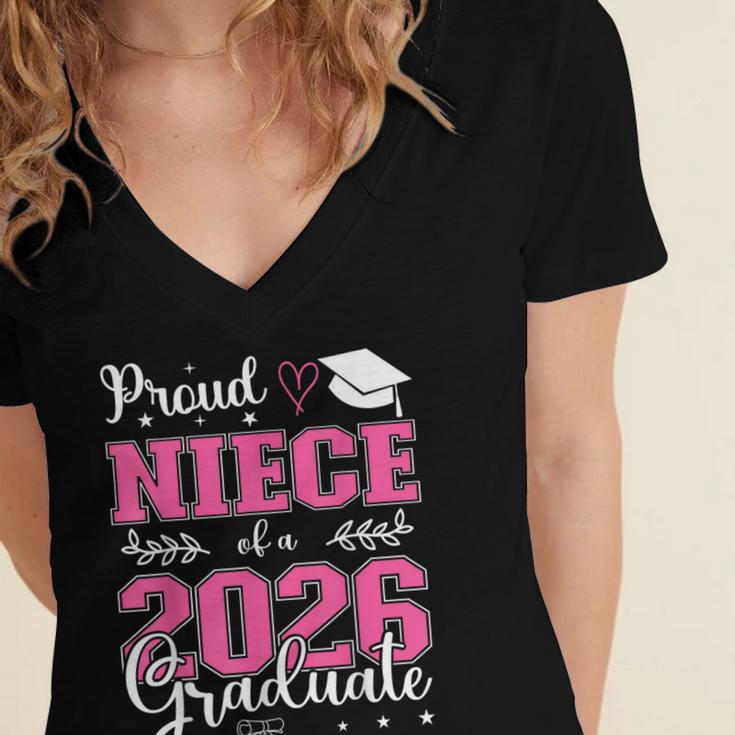 Proud Niece Of a Class Of 2026 Graduate For Graduation Women's Jersey Short Sleeve Deep V-Neck Tshirt