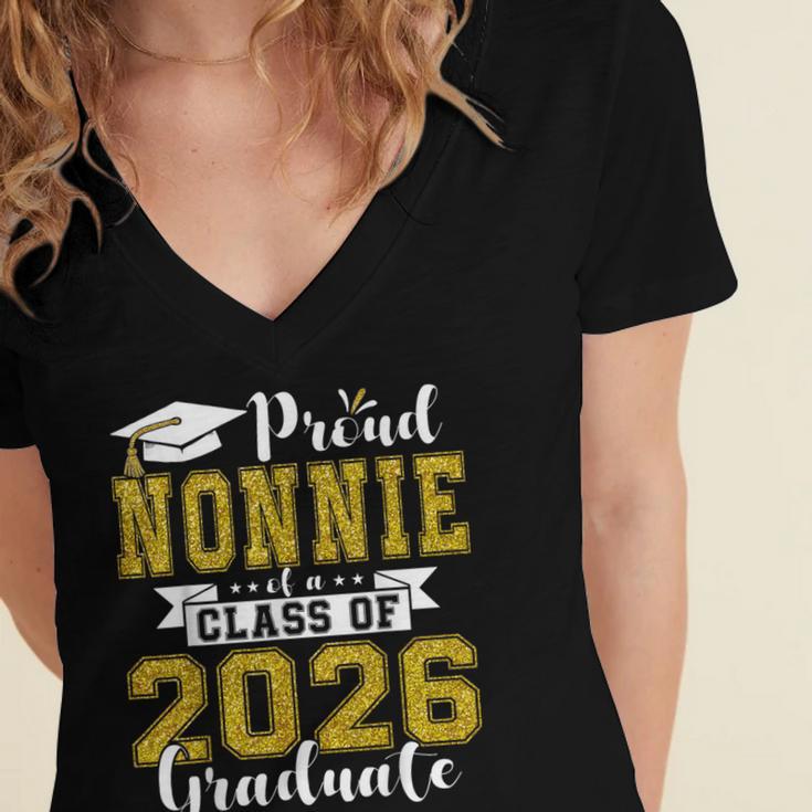 Proud Nonnie Of a Class Of 2026 Graduate Graduation 2026 Women's Jersey Short Sleeve Deep V-Neck Tshirt
