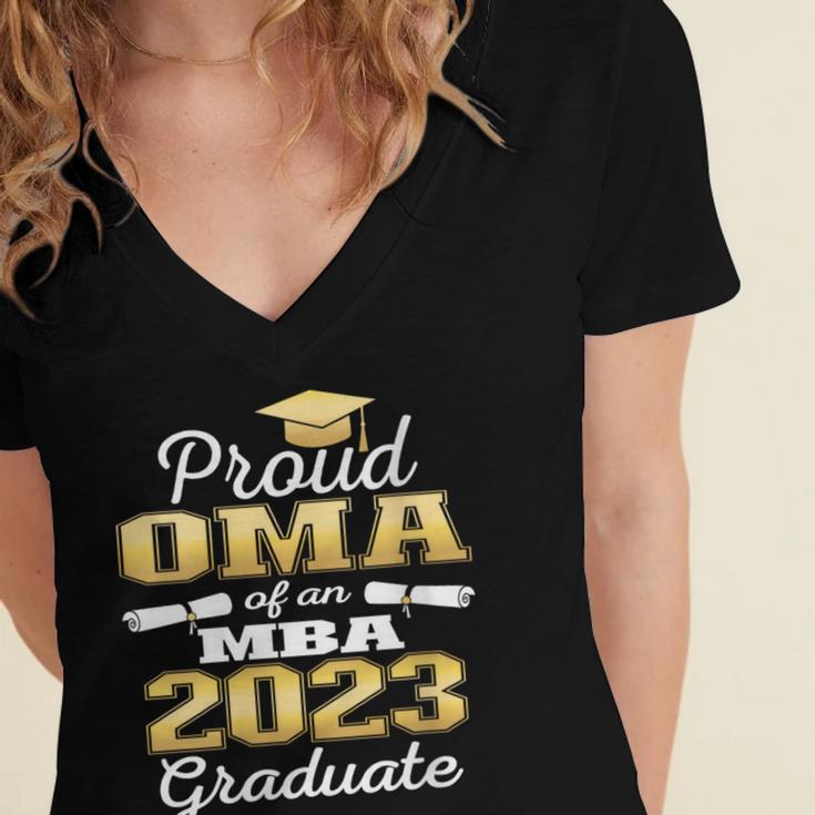 Proud OMA Of 2023 Class MBA Graduate Family Graduation Women's Jersey Short Sleeve Deep V-Neck Tshirt