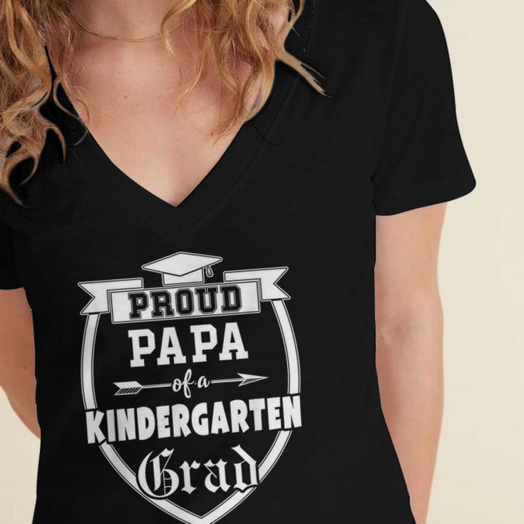 Proud Papa Of a Kindergarten Grad Father Graduation Shirt Women's Jersey Short Sleeve Deep V-Neck Tshirt
