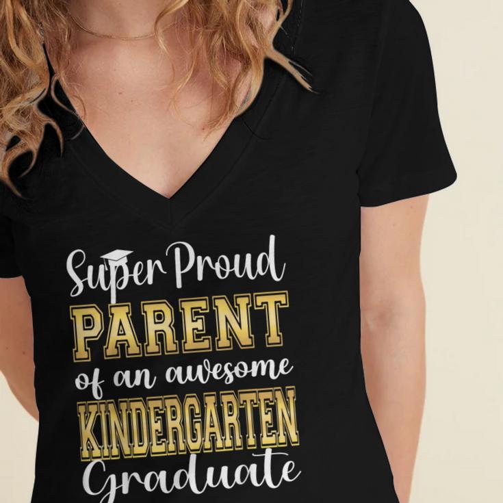 Proud Parent Of Kindergarten Graduate 2024 Graduation Parent Women's Jersey Short Sleeve Deep V-Neck Tshirt