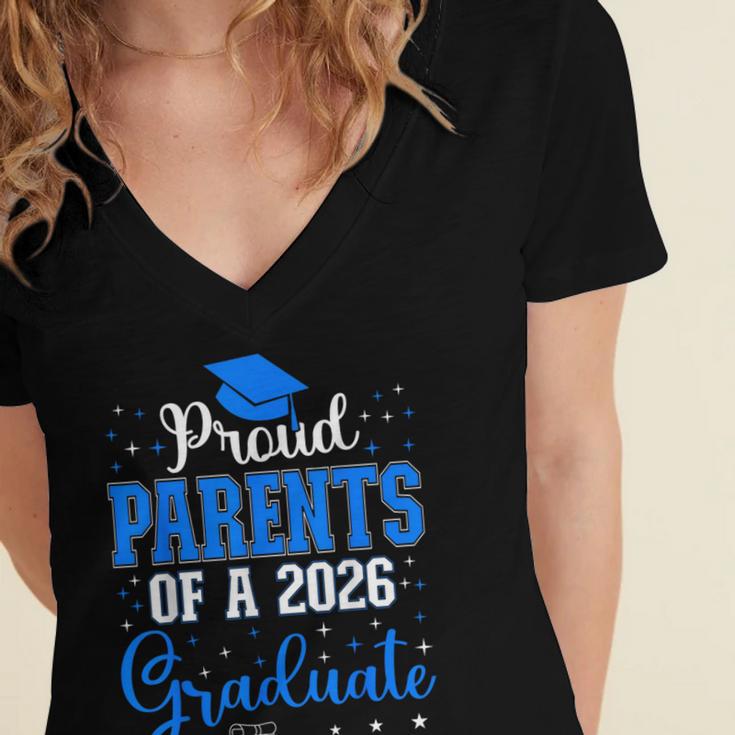 Proud Parents Of a Class Of 2026 Graduate For Graduation Women's Jersey Short Sleeve Deep V-Neck Tshirt