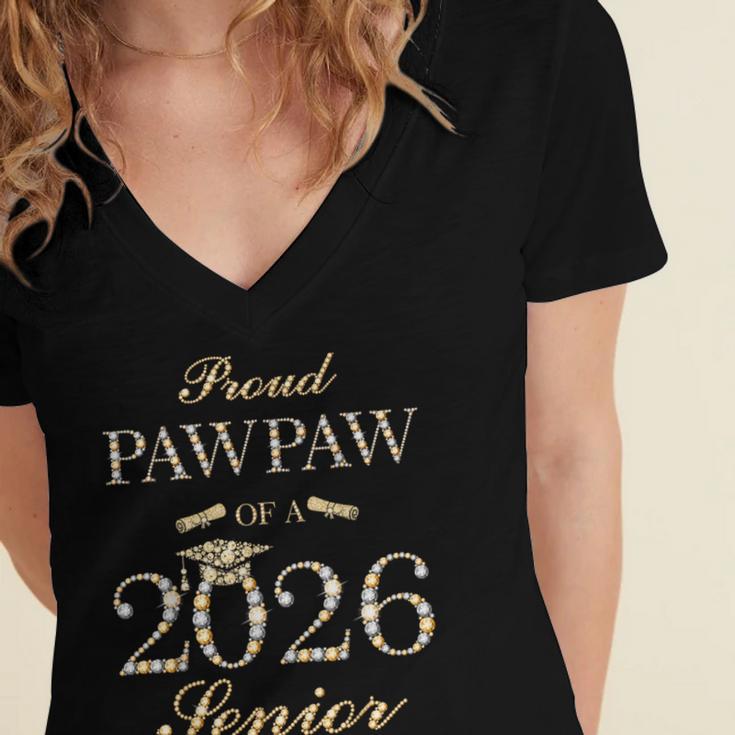 Proud Pawpaw Of A 2026 Senior Graduate Graduation Women's Jersey Short Sleeve Deep V-Neck Tshirt