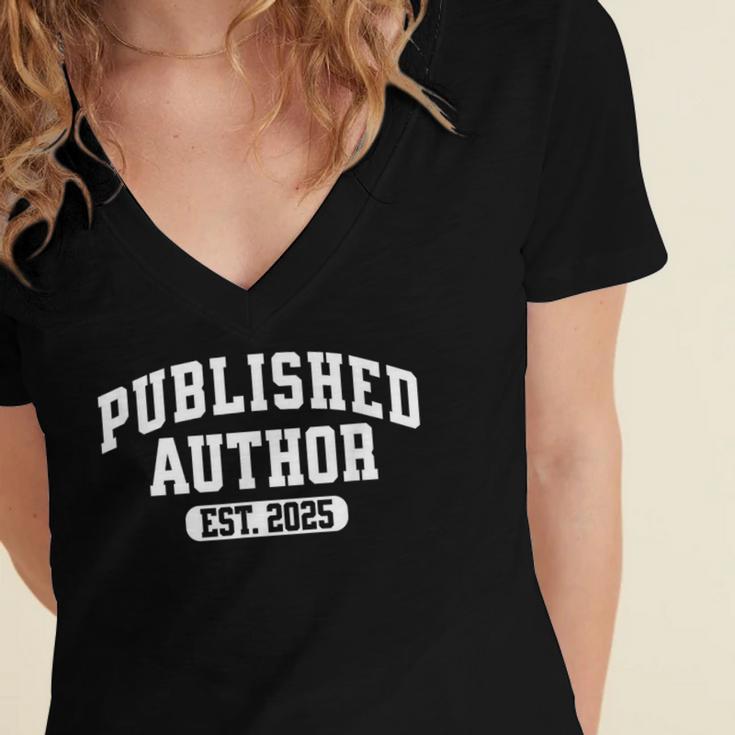 Proud Published Author 2025 Mom Dad Vintage Poet Book Writer Women's Jersey Short Sleeve Deep V-Neck Tshirt Proud Published Author 2025 Mom Dad Vintage Poet Book Writer Women's Jersey Short Sleeve Deep V-Neck Tshirt
