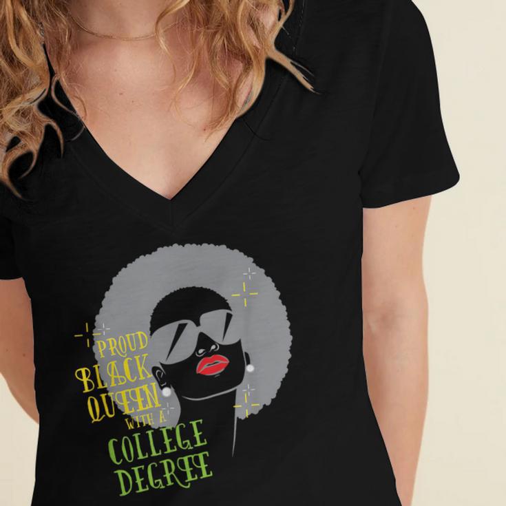 Proud Queen College Graduation Women's Jersey Short Sleeve Deep V-Neck Tshirt