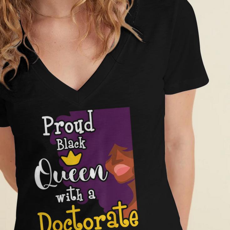 Proud Queen PhD Graduate PhD Graduation Doctorate Women's Jersey Short Sleeve Deep V-Neck Tshirt
