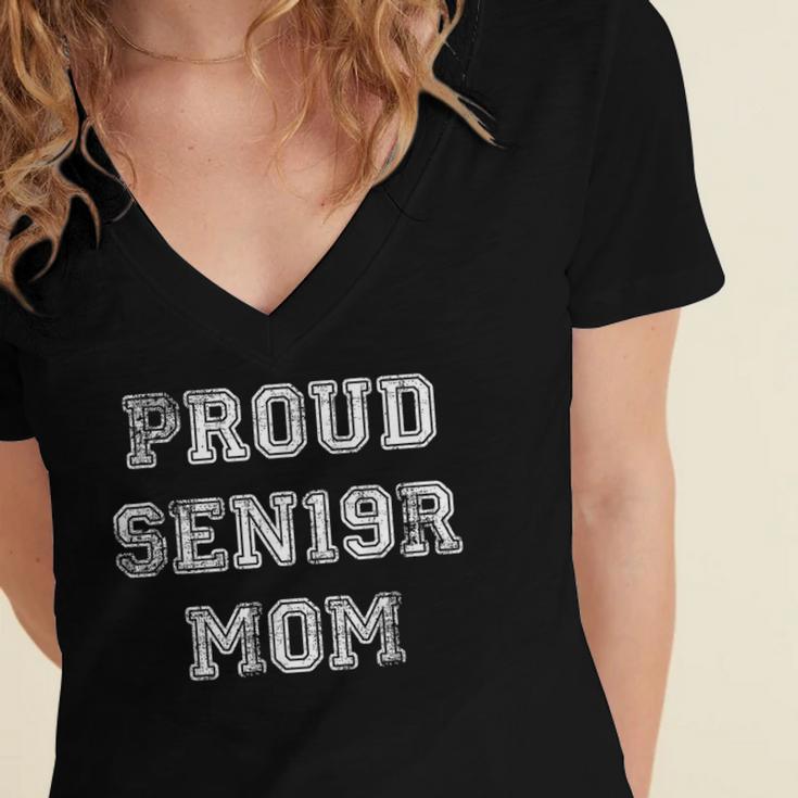 Proud Senior Mom 2019 High School Graduation Shirt Mom Tee Women's Jersey Short Sleeve Deep V-Neck Tshirt