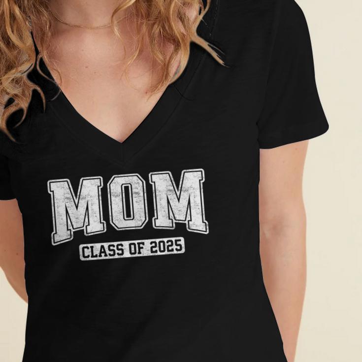 Proud Senior Mom Class Of 2025 Graduate Graduation 25 Women's Jersey Short Sleeve Deep V-Neck Tshirt