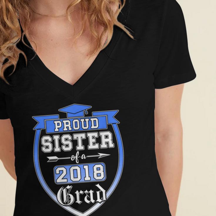 Proud Sister Of a 2018 Grad Graduation Family Women's Jersey Short Sleeve Deep V-Neck Tshirt