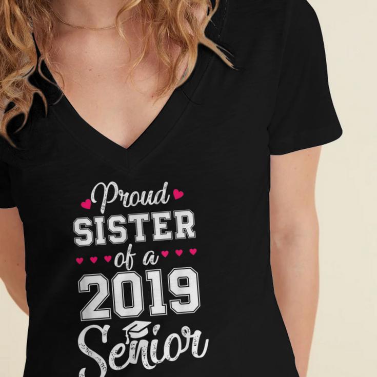 Proud Sister Of a 2019 Senior GraduationShirt Women's Jersey Short Sleeve Deep V-Neck Tshirt