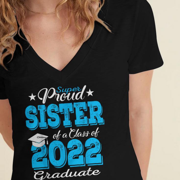 Proud Sister Of a 2022 Graduate Class Of 2022 Graduation 22 Women's Jersey Short Sleeve Deep V-Neck Tshirt