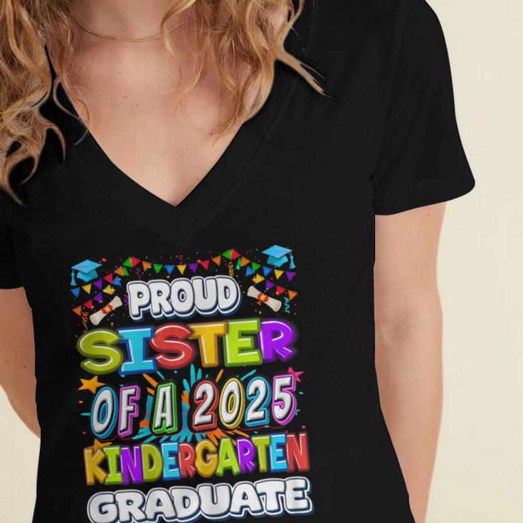 Proud SISTER Of a 2025 Kindergarten Graduate Graduation Women's Jersey Short Sleeve Deep V-Neck Tshirt