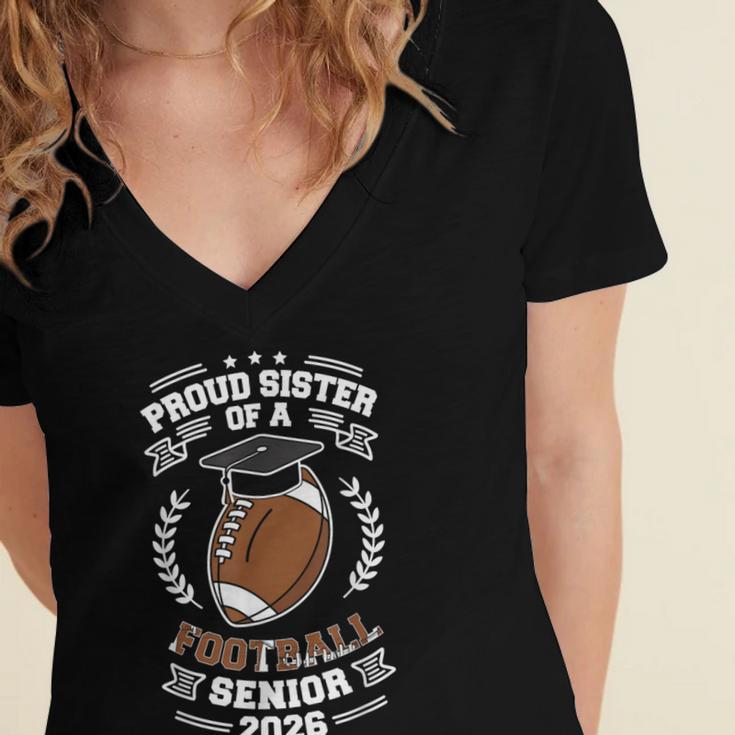Proud Sister Of a 2026 Football Senior Graduation Women's Jersey Short Sleeve Deep V-Neck Tshirt