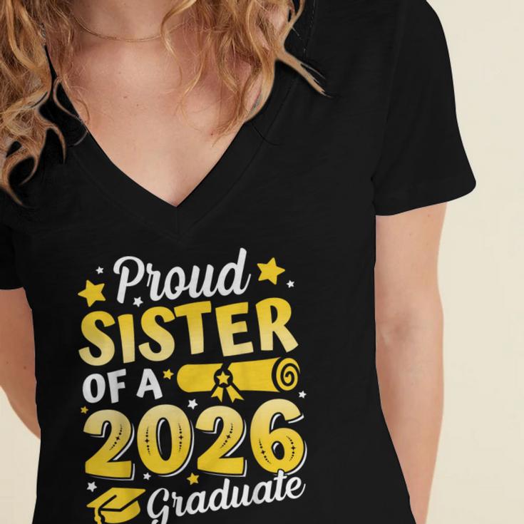Proud Sister Of A 2026 Graduate Senior Class Graduation Women's Jersey Short Sleeve Deep V-Neck Tshirt